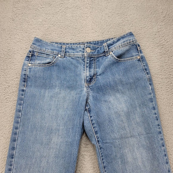 Bandolino Jeans Womens 8‎ Blue Denim Straight Distressed Mid Rise Casual Pockets - Picture 2 of 12